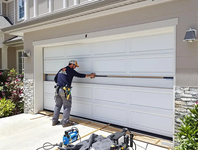 Grove City Garage Door Repair team performing complete garage door replacement at Grove City residence