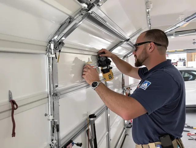 Grove City Garage Door Repair technician quieting a noisy garage door in Grove City