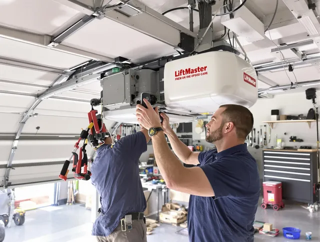 Grove City Garage Door Repair technician performing advanced diagnostics on garage opener in Grove City